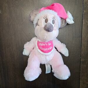 Disneyland Resort Minnie Mouse Baby’s First Christmas Plush Pink Parks New
